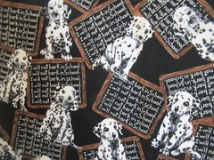 Dalmation Dog Chalkboard “I WILL NOT BARK IN SCHOOL” BLACK COTTON FABRIC SBTY