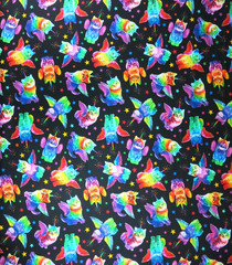 Timeless Treasures Rainbow Unicorn Winged Cats cotton fabric, #CAT-C7198, BTY