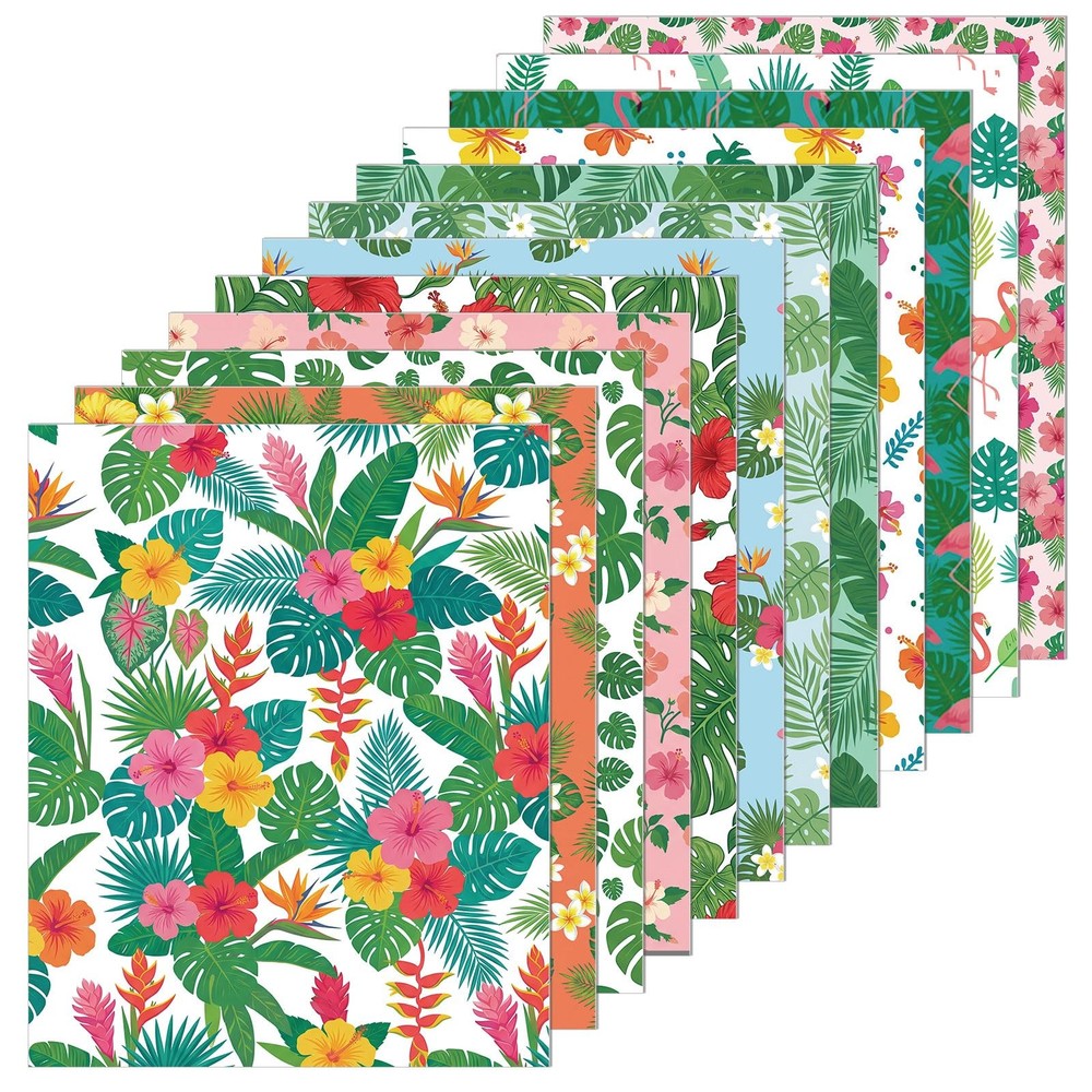 12 Pcs Summer Fabric Bundles, 18 x 22 Inch Hawaiian Fat Quarters, Tropical Th…