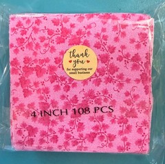 Pink, Lime, Purple 4 x 4 inch fabric squares, 100% cotton