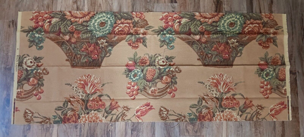 Ralph Lauren Fabric Remnant Scrap Upholstery Material Tan Floral 59″ x 24″