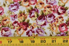 By 1/2 Yd, Red & Gold Floral on Cream Quilt Cotton, Jo-Ann, P3183