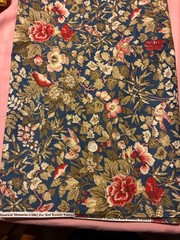 TWO YDS HISTORICAL MEMORIES 2002 RED ROOSTER FABRIC BLUE, PINK BIRDS, FLORAL