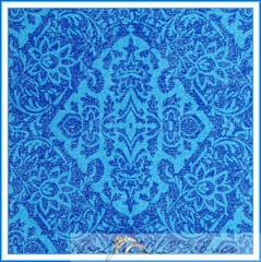 BonEful Fabric FQ Cotton Quilt Aqua Blue Tone Tonal Flower Small Damask Scroll L