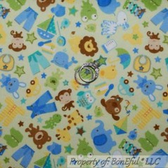 BonEful Fabric FQ Flannel Cotton Quilt VTG Green Star Baby Boy Small Stuffed Toy