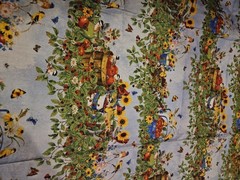 Berry Patch Stripe Wilmington Prints Bird Garden Flower Scene Cotton 36 X 39