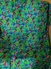 VTG Fabric Tahitian Floral Blue Green Purple Hibiscus 144×43 Tropical
