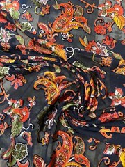 Italian designer Chiffon Velvet Burnout Blue Base coral pink Green mustard