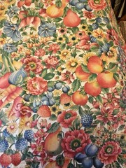 Concord Fabric The Kesslers HTF Fruit & Flowers VTG Cotton Fabric 2.75 Yrds X 46
