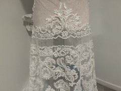 Off White Beaded Sequins Corded Embroidery Bridal Lace Fabric 50” Width 1 Yard