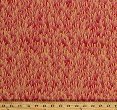 Cotton Fire Flames Firefighters Emergency Orange Fabric Print by Yard D785.52
