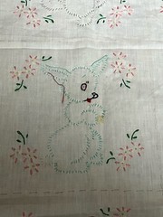 Hand Embroidered Panels 10 6″x8″ Chick Duck Cat Rabbit Dog Etc