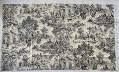 Vtg House ‘N Home Toile Fabric 1986 Black White 33″ X 54″