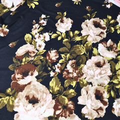 Vintage Floral Poly Spandex Jersey Knit Fabric/By the Yard /Apparel Fabric