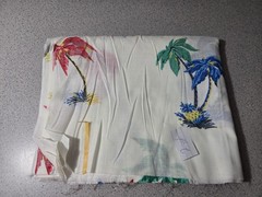 Vintage Tropical Palm Tree Island Fabric 2 Yards Unbranded