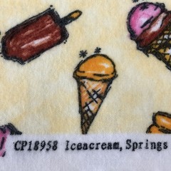 Vtg Ice Cream Flannel Fabric Leslie Beck Iceacream Springs Global 1yd + 10″ x 42