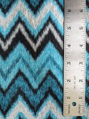 BTY x 60″ Fuzzy Textured Non-Stretch CHEVRON Wool Blend Turq/Grey/Black Fabric