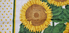 Golden Sunflowers Cotton Fabric Squares, 1 Cut of 2 Squares