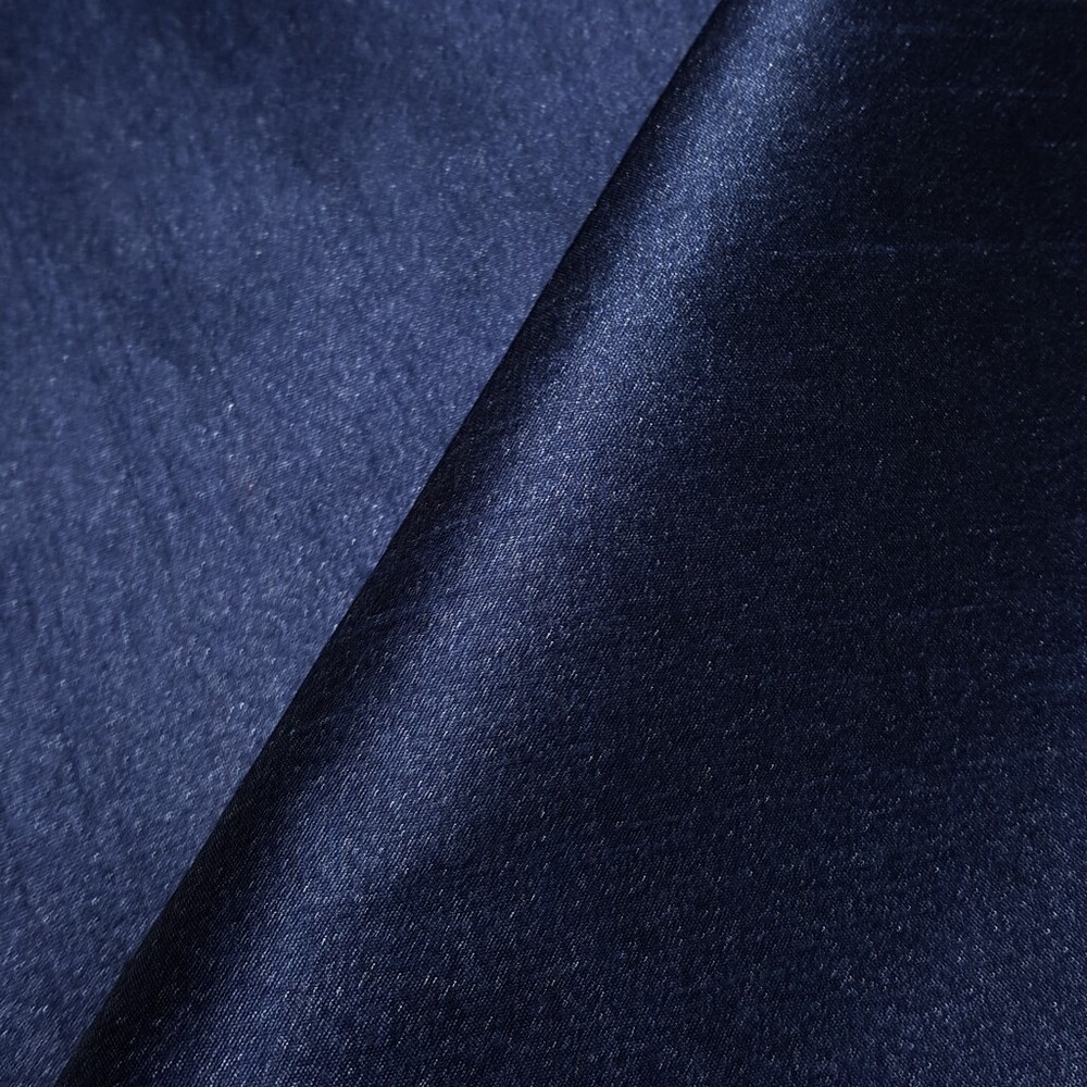 NAVY BLUE FAUX SILK POLY DUPIONI FABRIC TWO TONE MIDNIGHT BLUE 60″ BY THE YARD