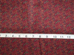 1 7/8 yd 100% Cotton Fabric Burgundy with Paisley Commas All Over