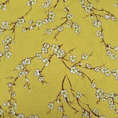Pacific Fabric Printers 1980 Designs by Shoji Yellow Plum Blossom Fabric 4 Yds