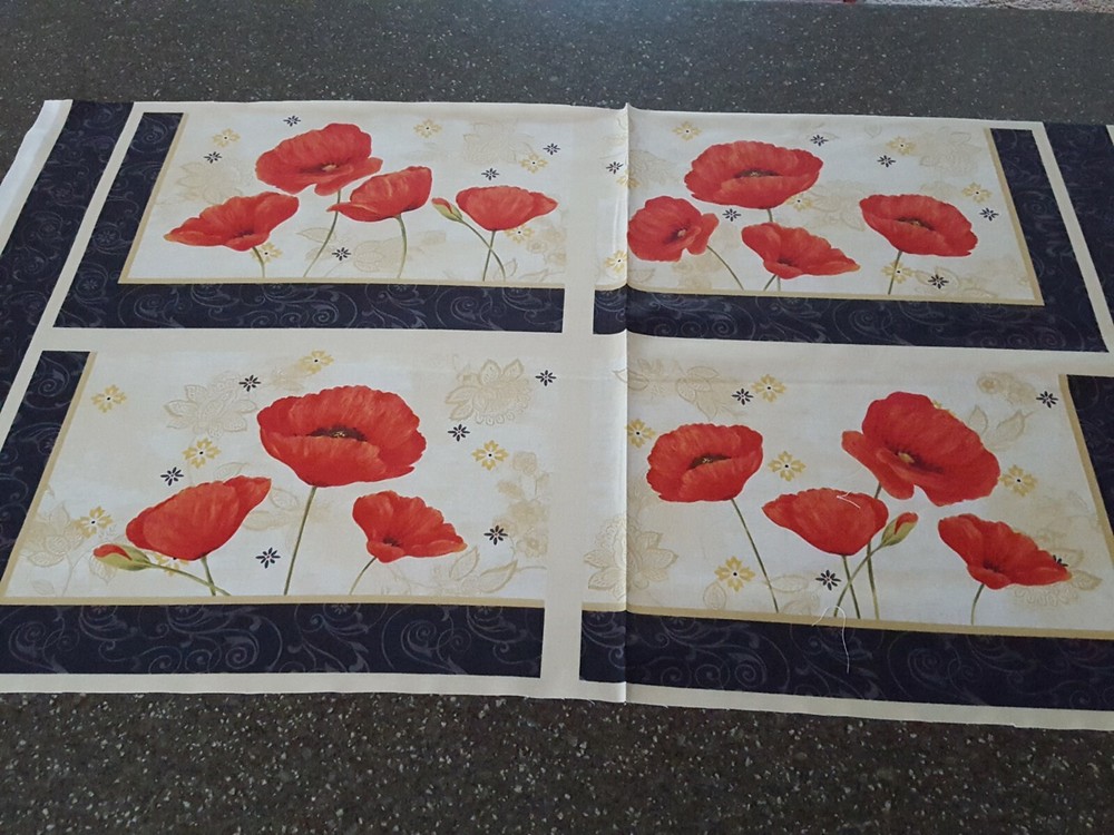 Scarlet Dance 4 Placemat Panel 23×44 Cynthia Coulter Wilmington Red Poppy Floral