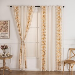 Bohemian Curtains Linen Gauze Embroidered Curtains Bohemian Floral Beige Farm…
