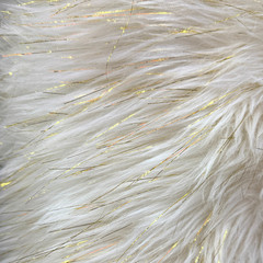 Faux Fur Fabric – White with Gold Thread Accents (#FF04) – By the Yard