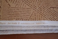 By 1/2 Yd, Brown Bird Book Pages Print on Brown Quilt Cotton, Moda/Taylor,M8129