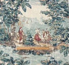 COVINGTON BOSPORUS 299 ENGLISH GREEN RENAISSANCE TOILE LINEN FABRIC BY YARD 54″W