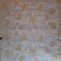 Winnie The Pooh Eyelet Scalloped Quilting Fabric Embroidered Pastel Blue Rare