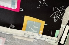 Cotton fabric Kerry Beary mid century modern TV, television, 2 yd+26 in Hancock