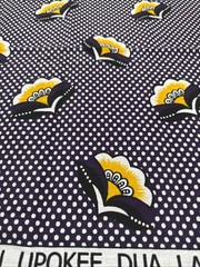 Nida Nzito Purple Gold Floral Panel Fabric Tanzania African Wax Print Cotton