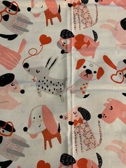 Create It Whimsical Dogs Hearts Cotton Fabric 18”x22” Fat Quarter New
