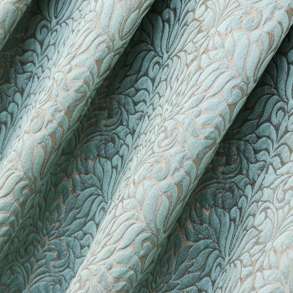 Teal Floral Damask Fabric By The Yard, Jacquard Weave Fabric, Upholstery