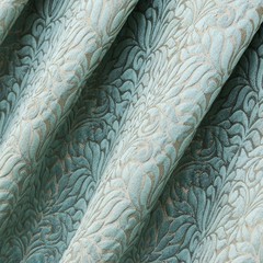 Teal Floral Damask Fabric By The Yard, Jacquard Weave Fabric, Upholstery