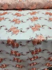 “Blush 3D Floral Lace Fabric with Sequins and Embroidered Double Scallops – Sold