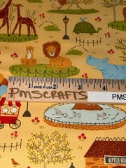 MODA Animal Park Fun 100% cotton fabric yard 36×44 Animals on Gold tone 20960 19