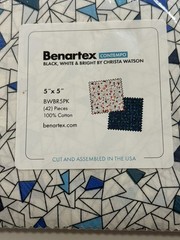 NEW Benartex “Contempo” Black, White & Bright 42 Piece 5″ x 5″ Charm Pack