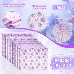 12pcs Purple Printed Polyester Quilting Fabric Bundles 18″x22″ for DIY Crafts
