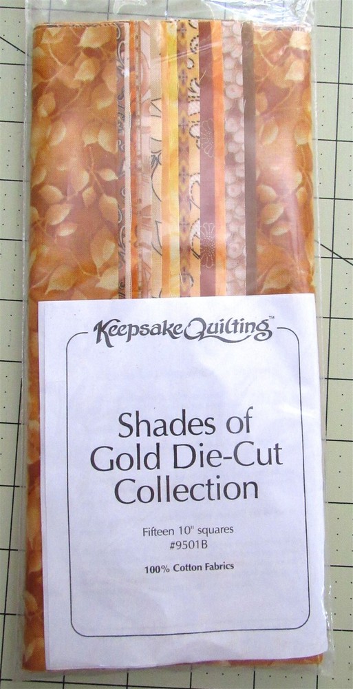 Keepsake Quilting “Shades of Gold Die Cut Collection” (15pcs) 10″ x 10″ #9501B