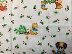 VTG Spring Mills Hallmark Christmas Critters Baby Animals Allover Toss BTFQ