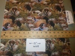 Sporting Dogs In The Field Cotton Fabric – 15 INCHES WIDE and 36 INCHES LONG