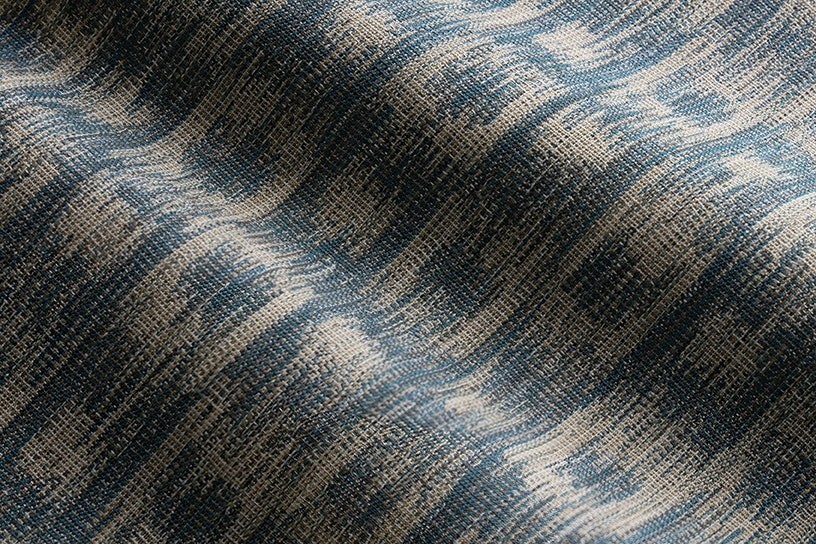 Perennials Outdoor Geo Ikat Weave Uphol Fabric Stepping Stones Bluestone 2.60 yd