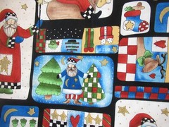 Alma Lynn FOR HI-FASHION FABRICS Santa Squares Metallic Gold VTG 19978 1YX43