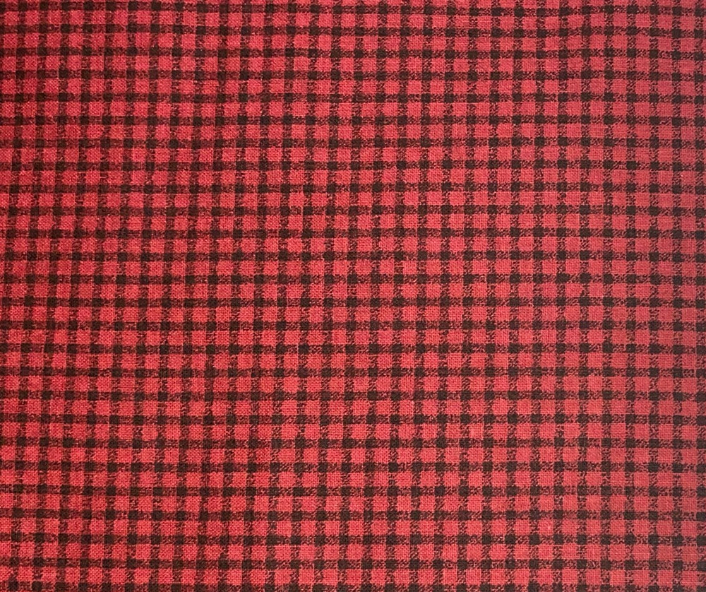 By 1/2 Yd Red & Black Gingham Small Check Plaid Vintage Fabric Traditions BTHY