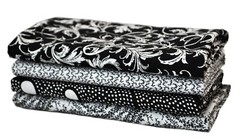 Black and White Swirls 4 Fat Quarters Bundle, 1 Yard Total, 100% cotton