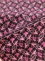 Pink Dark Grey Geometric Pattern Squares Diamonds VTG Cotton Fabric 1.5 Yx44″ W
