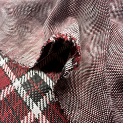 Double Knit Poly Jacquard Plaid Check Wine Color 59″W Fabric lot of 10 Yards $30