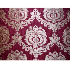 Ruby Royal Damask Upholstery Fabric By The Yard, Jacquard Weave Fabric